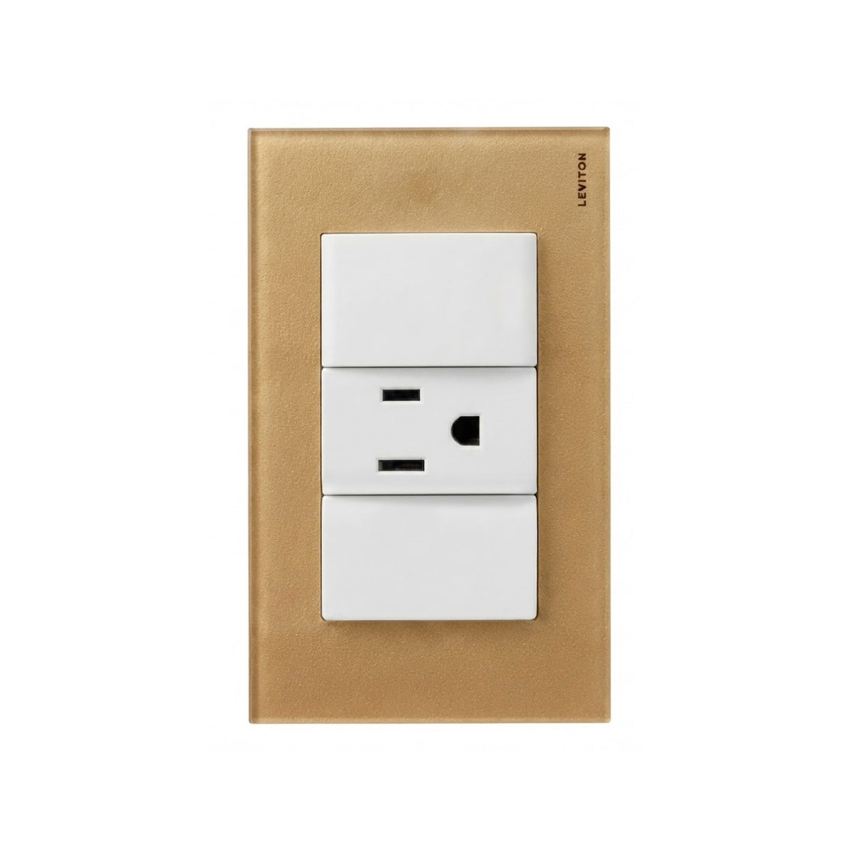 Placa de Cristal Dorado con 1 Contacto Blanco Stalo Kristalo Leviton