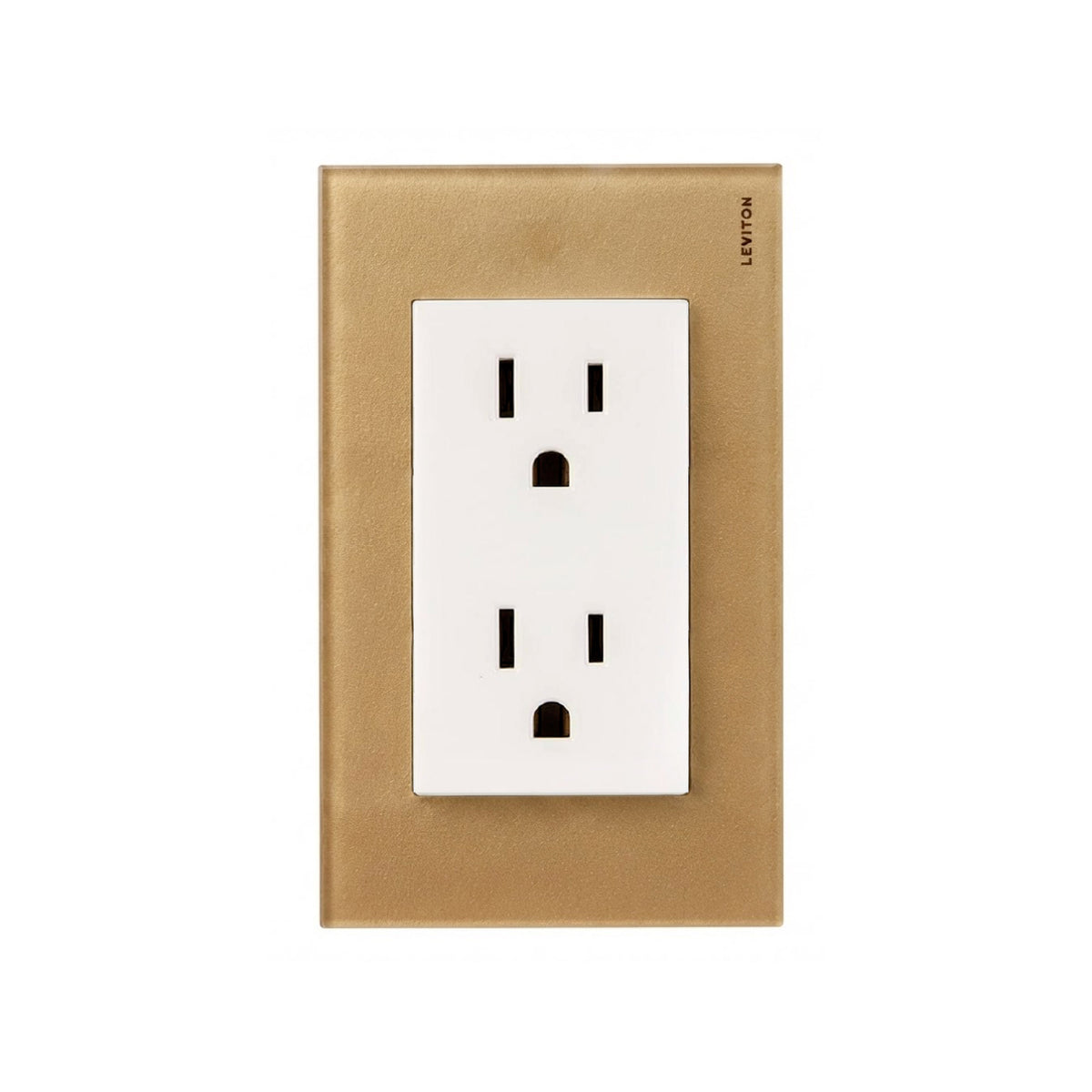 Placa de Cristal Dorado con Contacto Dúplex Blanco Stalo Kristalo Leviton