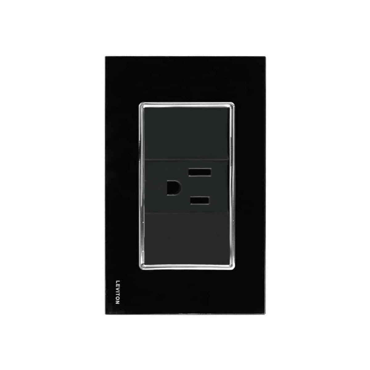 Placa de Cristal con 1 Contacto Negro Stalo Kristalo Leviton
