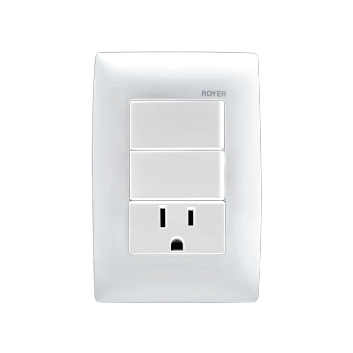 Placa con 2 Apagadores y 1 Contacto Blanco Royer 100
