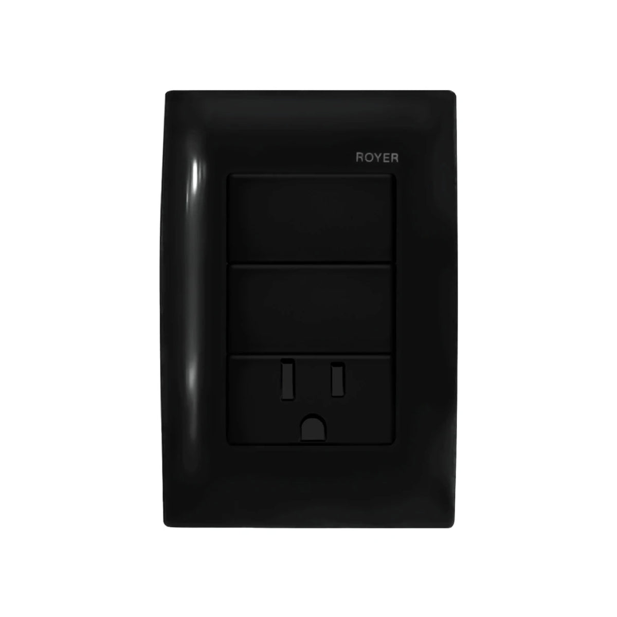 Placa con 2 Apagadores y 1 Contacto Negro Royer 100