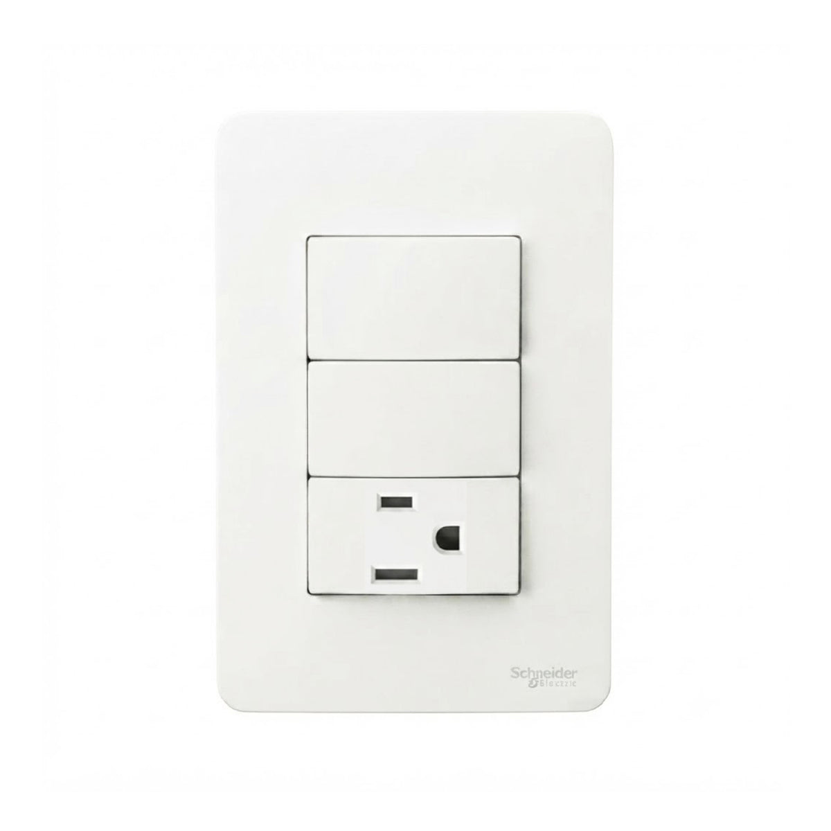 Placa con 2 Apagadores y 1 Contacto 2P+T Blanco Orion Schneider Electric
