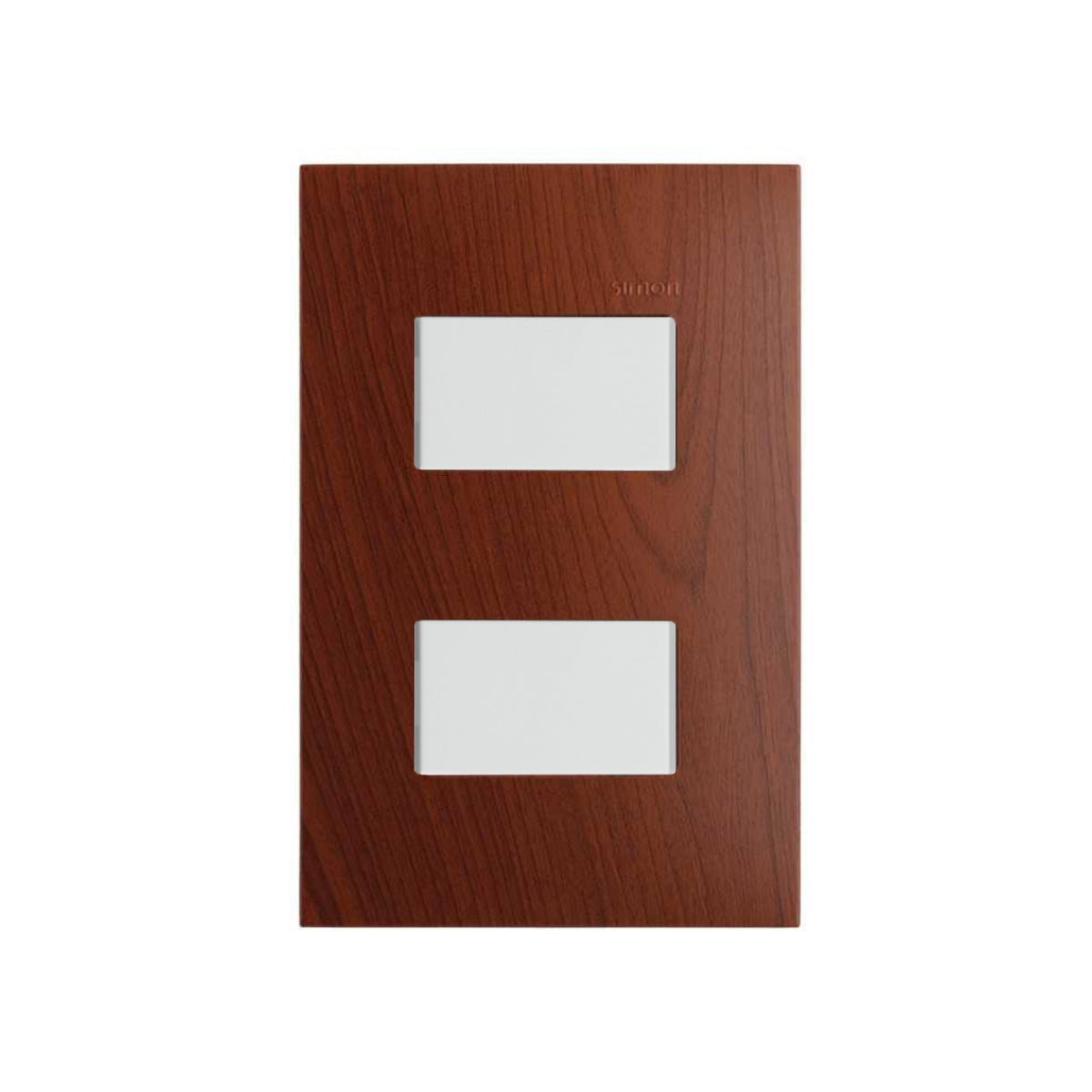 Placa de de Madera Merbau con 2 Apagadores Blanco Simon 25