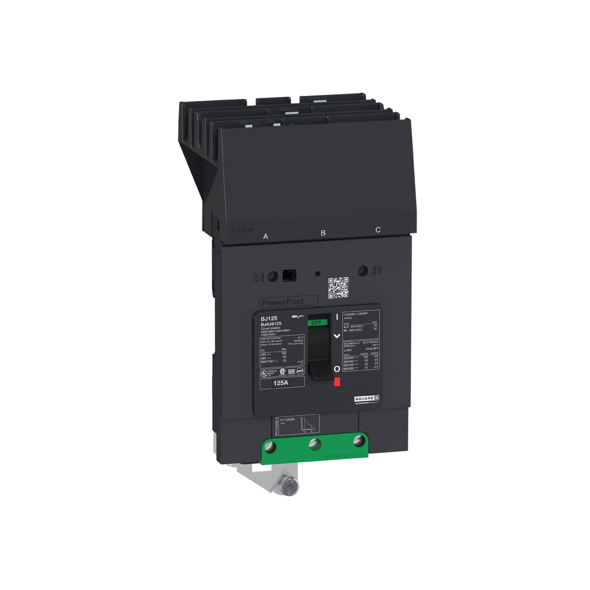 Powerpact-Circuit Breaker-50A 3 P 600Y/347V AC 25 kA At 600Y/347 UL-I-Line Schneider Electric BJA36050