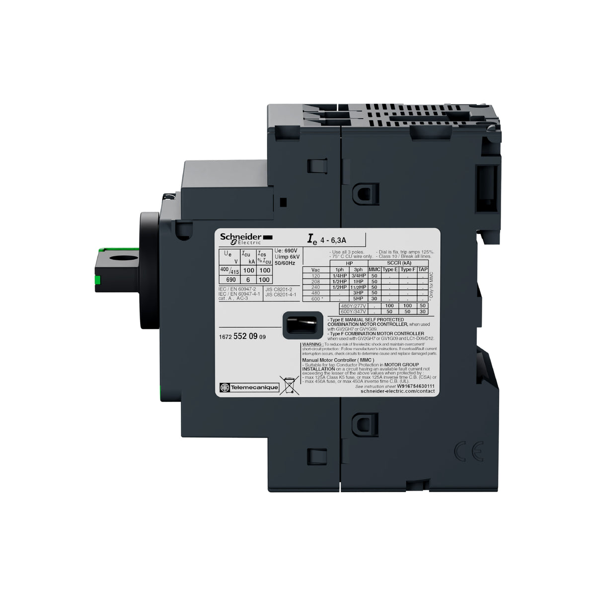 Tesys GV2-Interruptor Termomagnético-4…6,3 A-Conexión por Tornillo Schneider Electric GV2P10