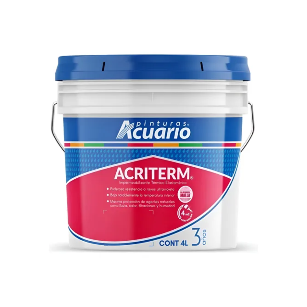 Impermeabilizante Acriterm 3 años 4 Lts Blanco Acuario