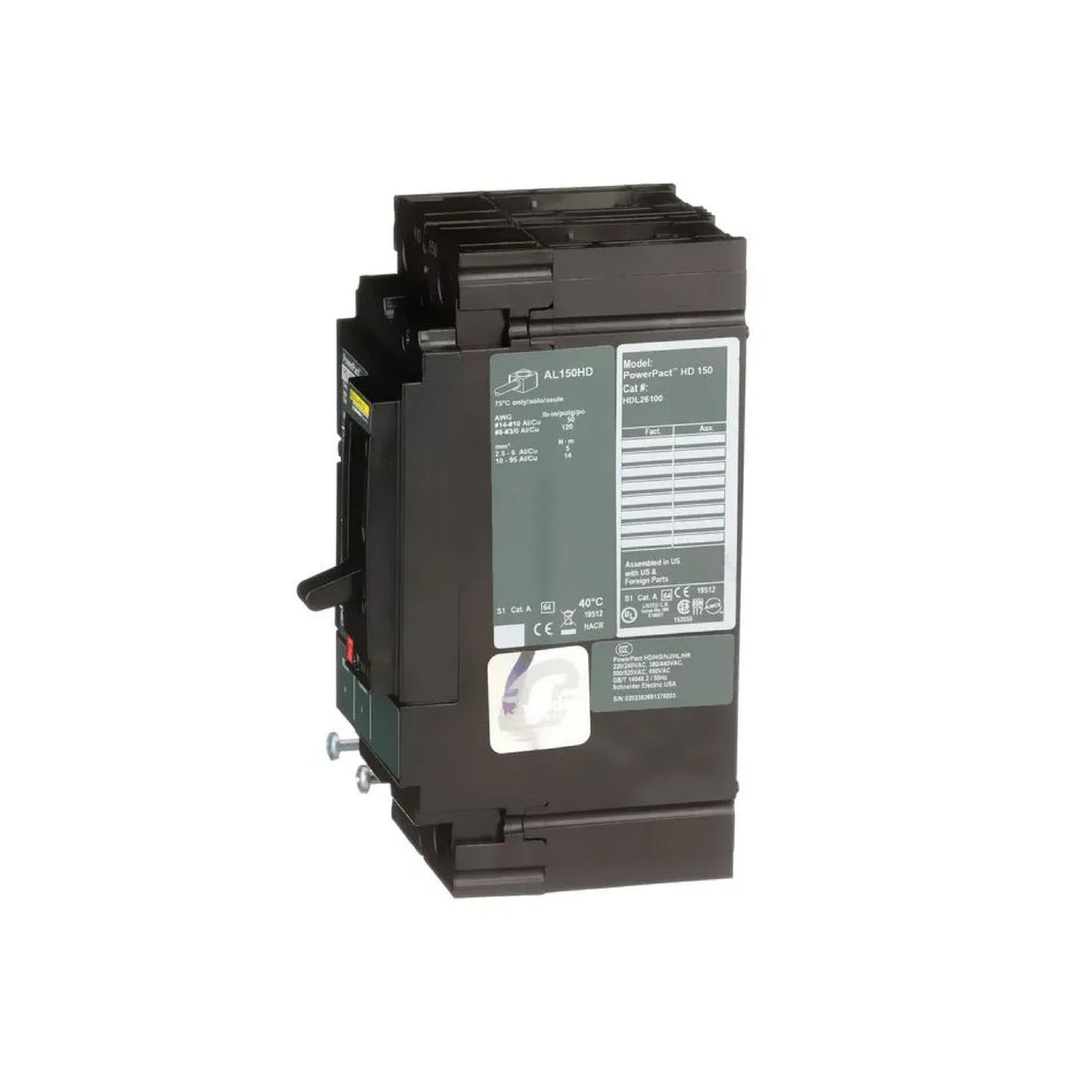 Interruptor Termomagnético Power Pact H 2P 100 A con Zapatas Schneider Electric HDL26100