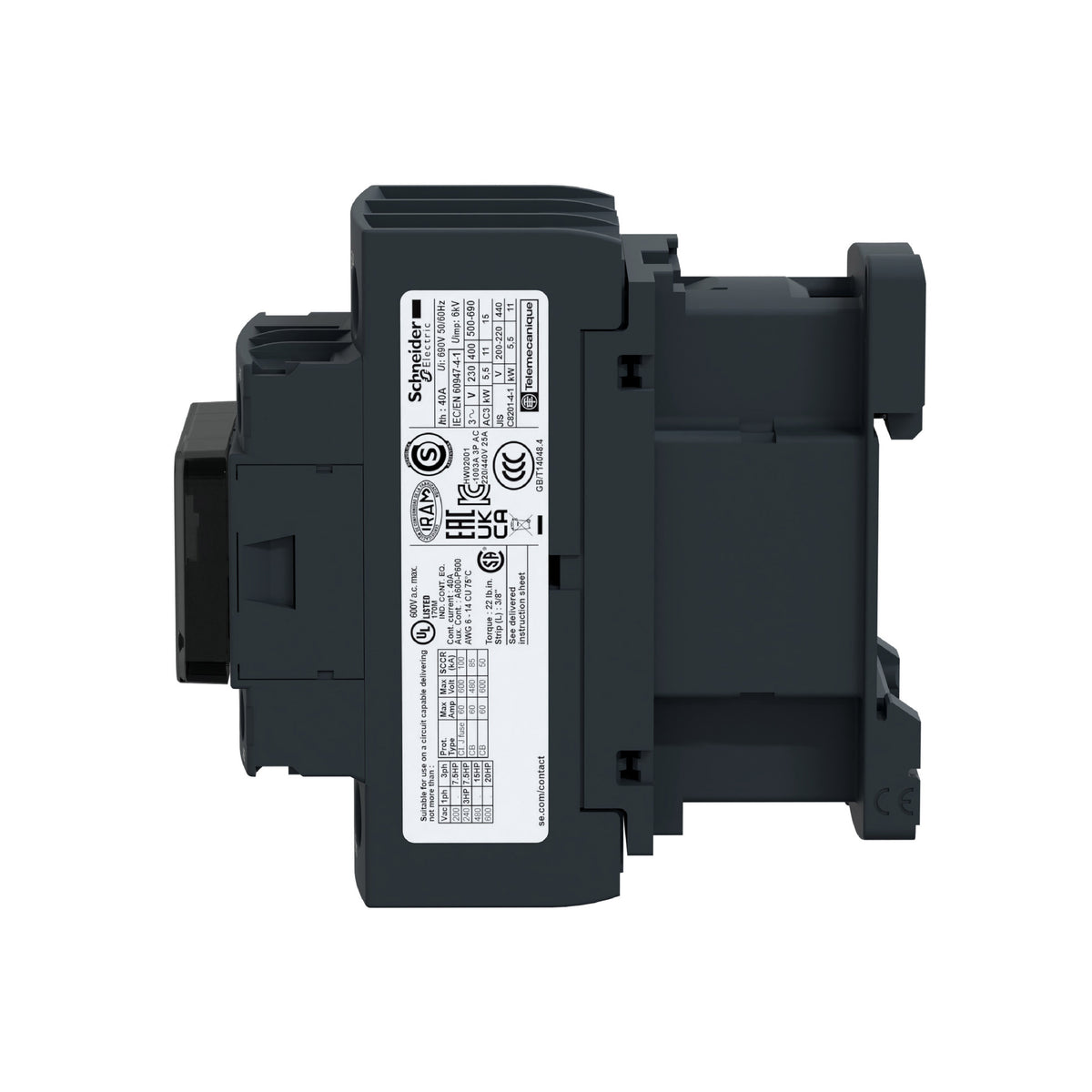 Tesys D-Contactor-3 P AC-3-<=440 V 12 A-Bobina 24 V CA Schneider Electric LC1D12B7
