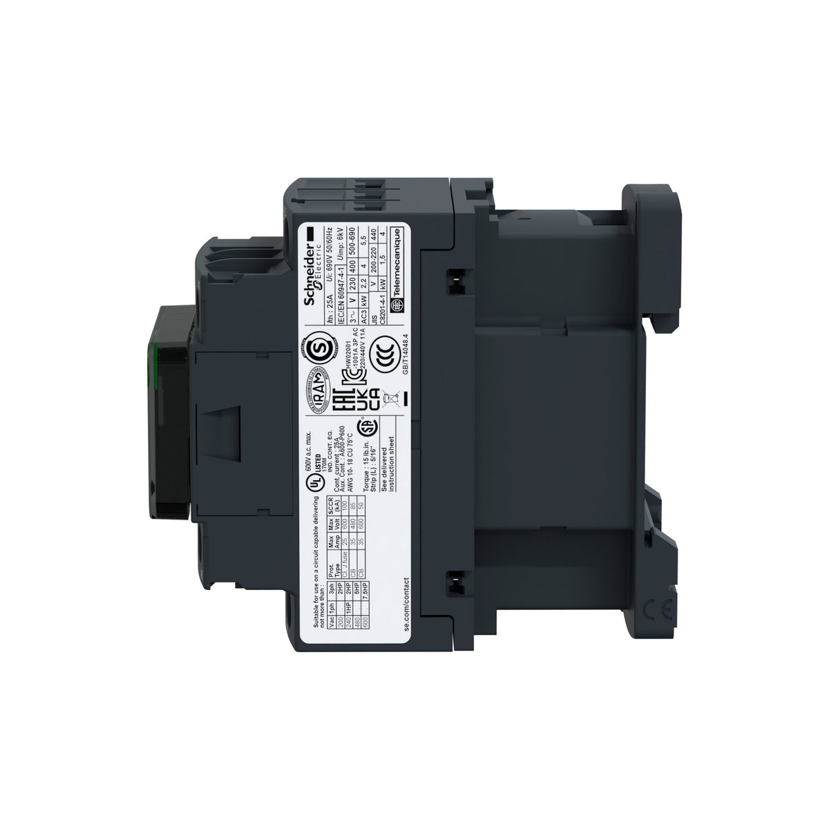 Tesys D-Contactor-3 P AC-3-<=440 V 12 A-Bobina 220 V CA Schneider Electric LC1D12M7