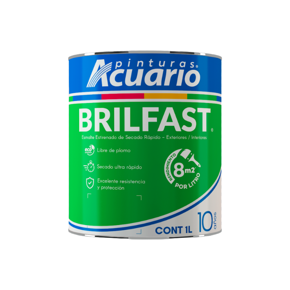 Pintura Esmalte Negro Mate Bril Fast 1 Lt Acuario