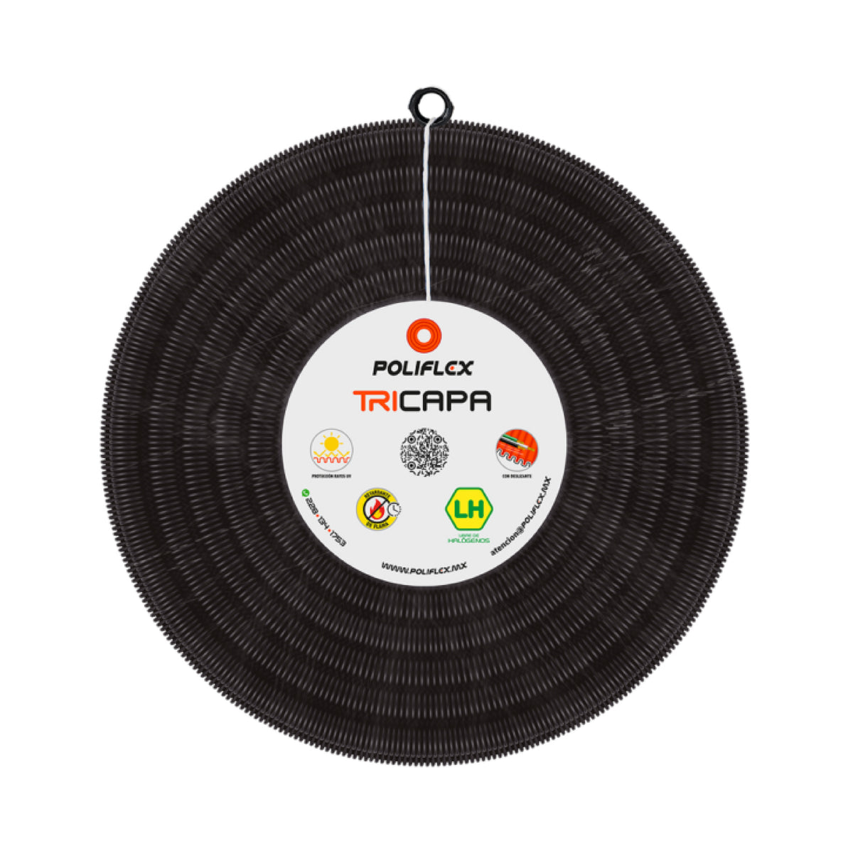 Poliducto Negro para exterior 3/4" con Guía 50m Poliflex