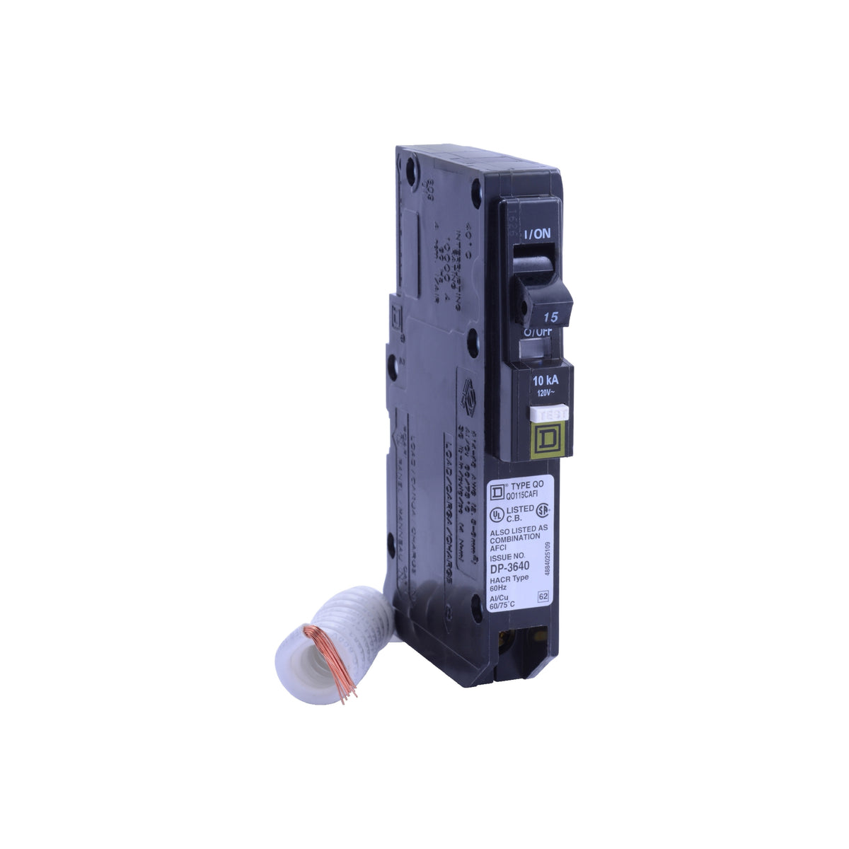 Interruptor Termomagnético QO CAFI 1 Polo, 15A, 10 kA, Enchufable Schneider Electric QO115CAFI