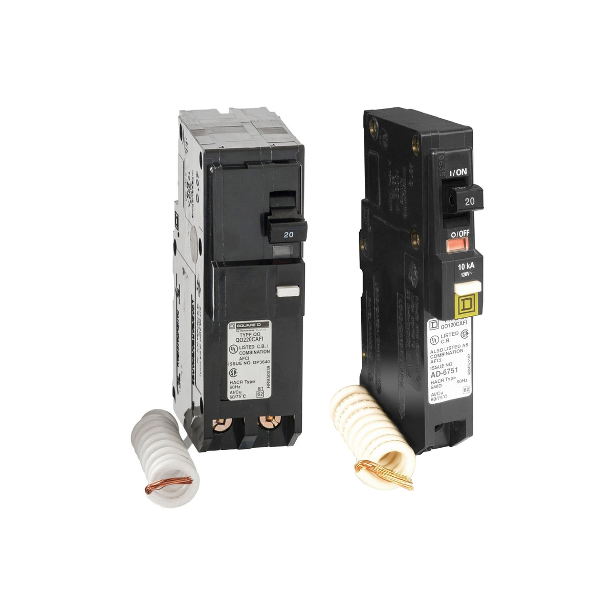 Interruptor Termomagnético QO CAFI 1 Polo, 20 A, 10 kA, Enchufable Schneider Electric QO120CAFI