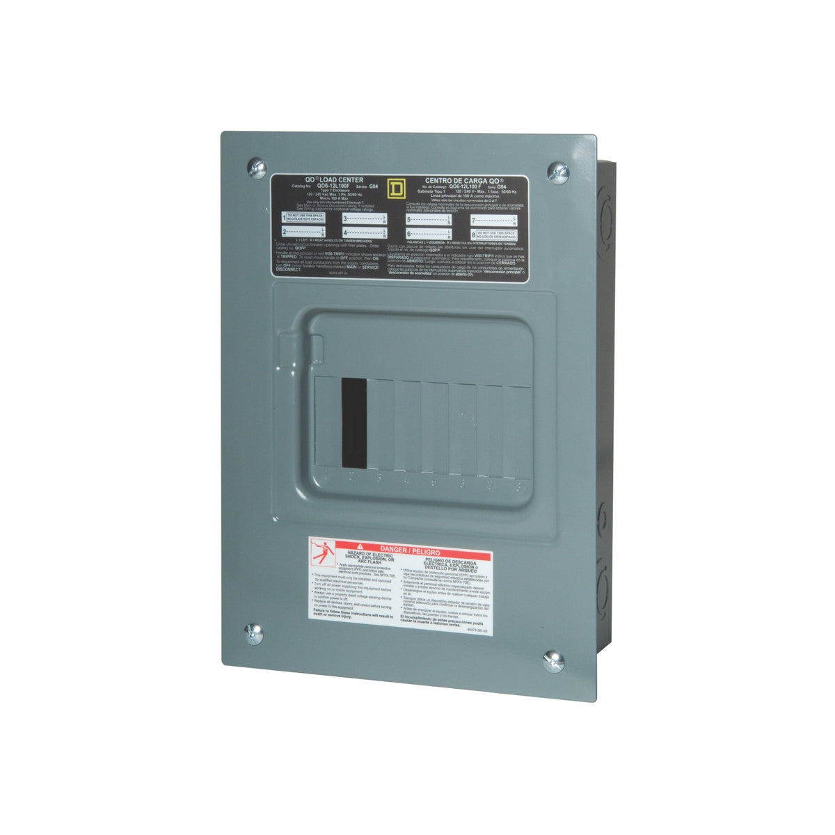 Centro de Carga QO de Zapatas Square D 100A 1F 6P NEMA1 para Empotrar Schneider Electric QO612L100F