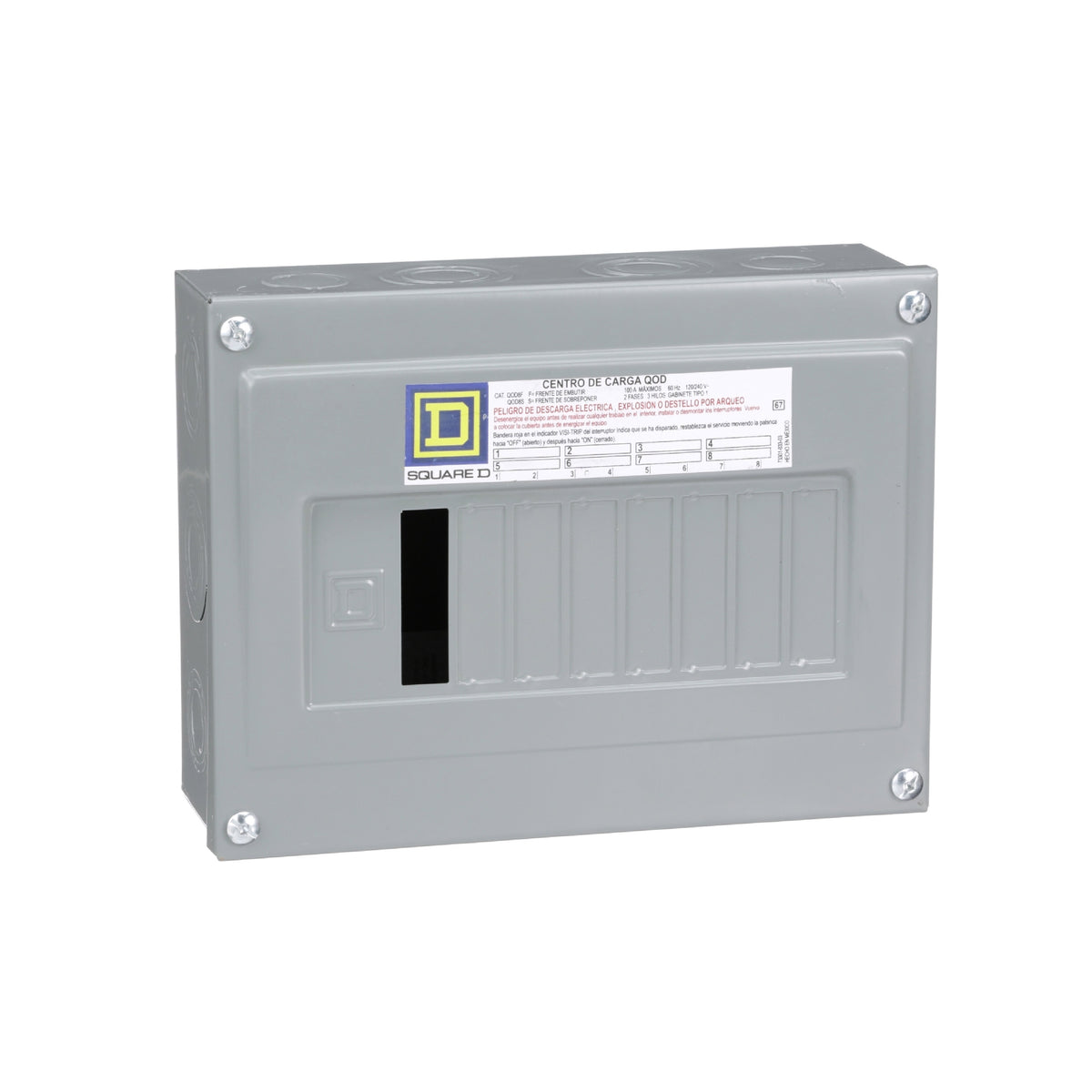 Centro de Carga QO Square D 100A 2F 8F 8P NEMA1 de Sobreponer Schneider Electric QOD8S