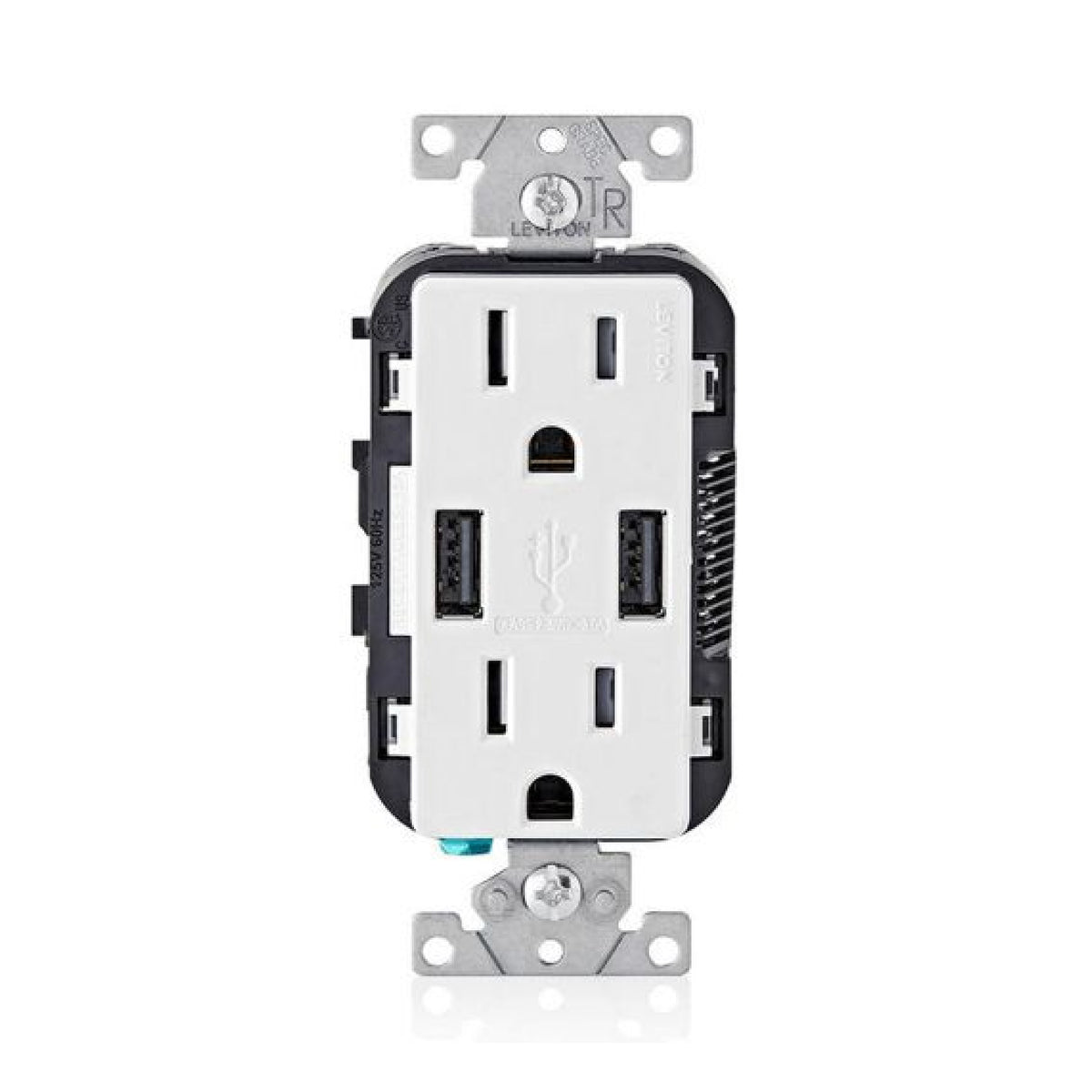 Contacto Dúplex Tamper Resistant con 2 Puertos USB 15A 125V Blanco Decora Leviton