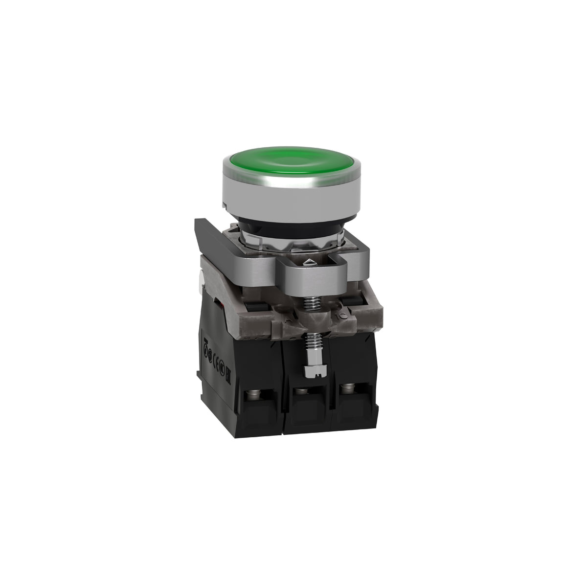 Pulsador Verde Luminoso Ø 22-Retorno Resorte Nivelado-120 V-1 Na + 1 NC Schneider Electric XB4BW33G5