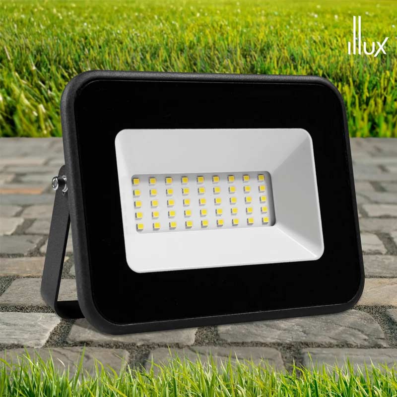 Reflector Sobreponer Led De W K Ip Negro Illux Tamex