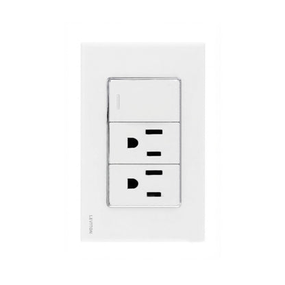 Placa de Cristal con 1 Apagador y 2 Contactos Blanco Stalo Kristalo Leviton