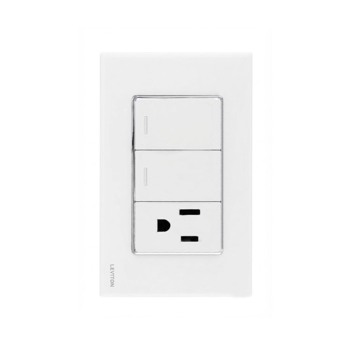 Placa de Cristal con 2 Apagadores y 1 Contacto Blanco Stalo Kristalo Leviton