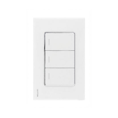 Placa de Cristal con 3 Apagadores Blanco Stalo Kristalo Leviton