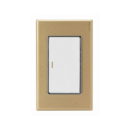 Placa de Cristal Dorado con 1 Apagador Blanco Stalo Kristalo Leviton