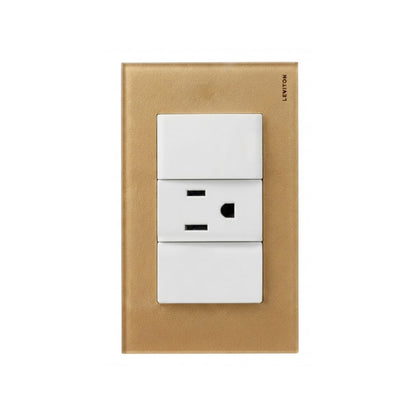 Placa de Cristal Dorado con 1 Contacto Blanco Stalo Kristalo Leviton