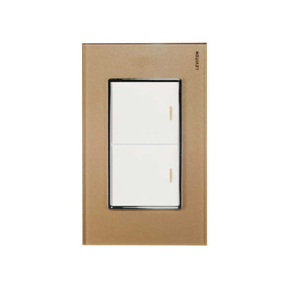 Placa de Cristal Dorado con 2 Apagadores Blancos Stalo Kristalo Leviton