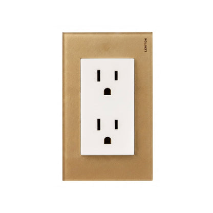Placa de Cristal Dorado con Contacto Dúplex Blanco Stalo Kristalo Leviton