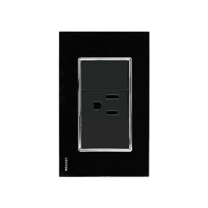 Placa de Cristal con 1 Contacto Negro Stalo Kristalo Leviton