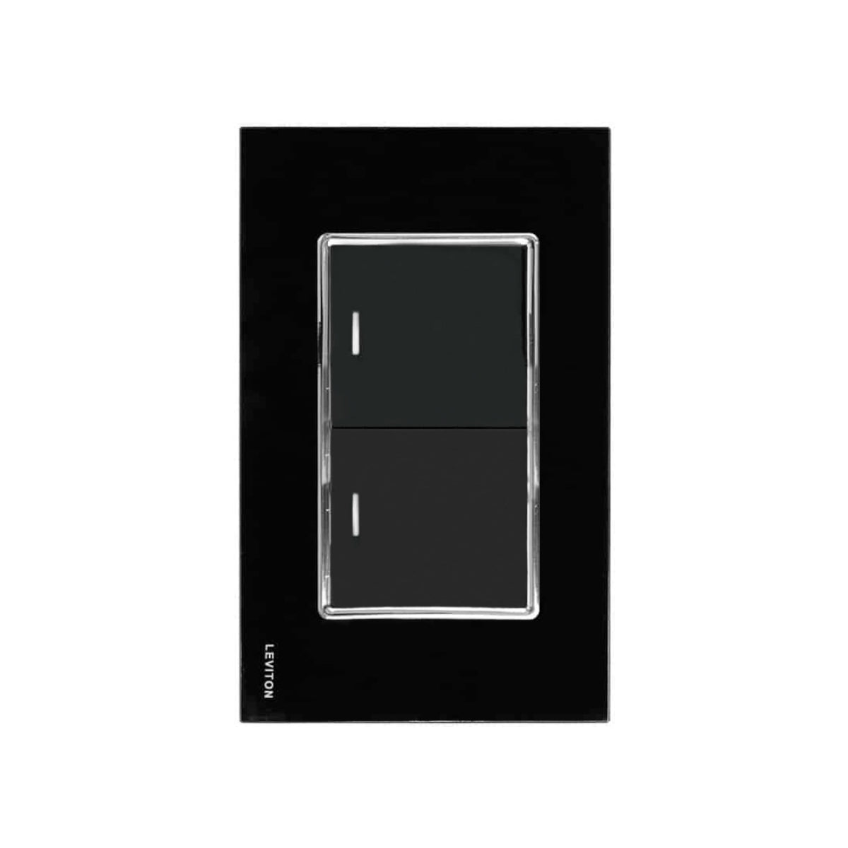 Placa de Cristal con 2 Apagadores Negro Stalo Kristalo Leviton
