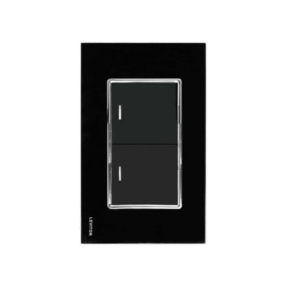 Placa de Cristal con 2 Apagadores Negro Stalo Kristalo Leviton