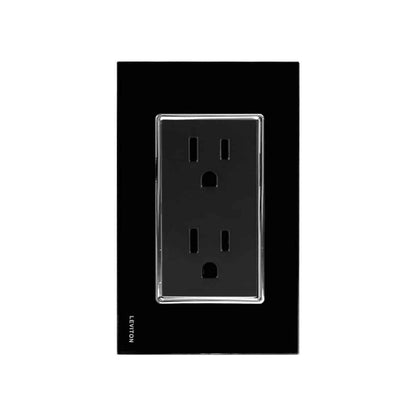 Placa de Cristal con Contacto Dúplex Negro Stalo Kristalo Leviton