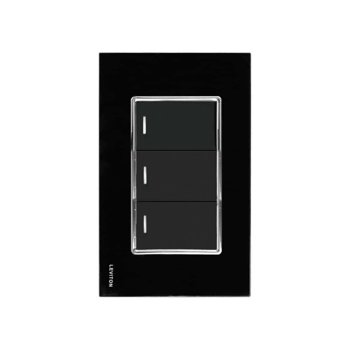 Placa de Cristal con 3 Apagadores Negro Stalo Kristalo Leviton