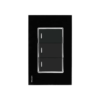 Placa de Cristal con 3 Apagadores Negro Stalo Kristalo Leviton