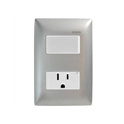 Placa Plata con 1 Apagador y 1 Contacto Blanco Royer 100