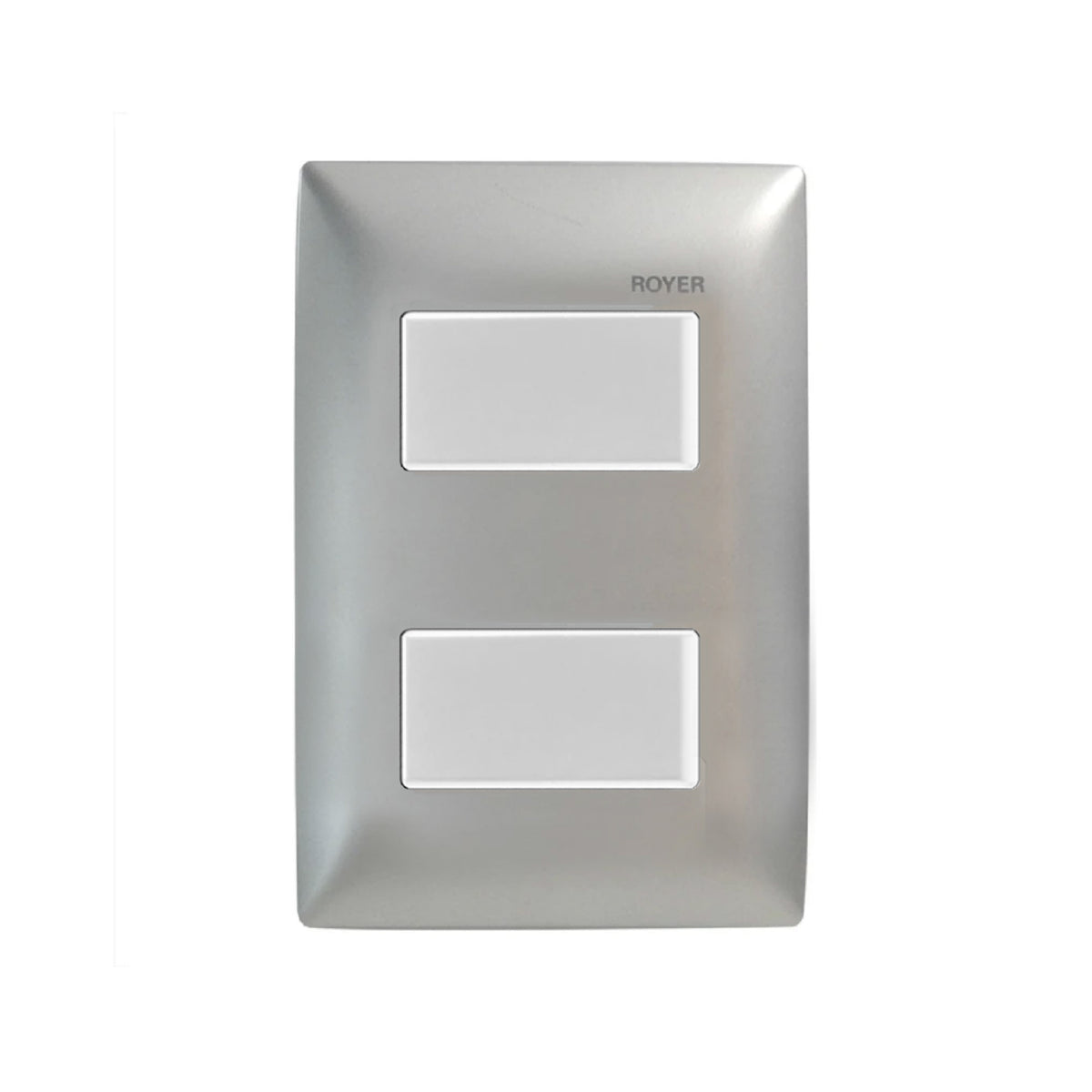 Placa Plata con 2 Apagadores Sencillos Blanco Royer 100