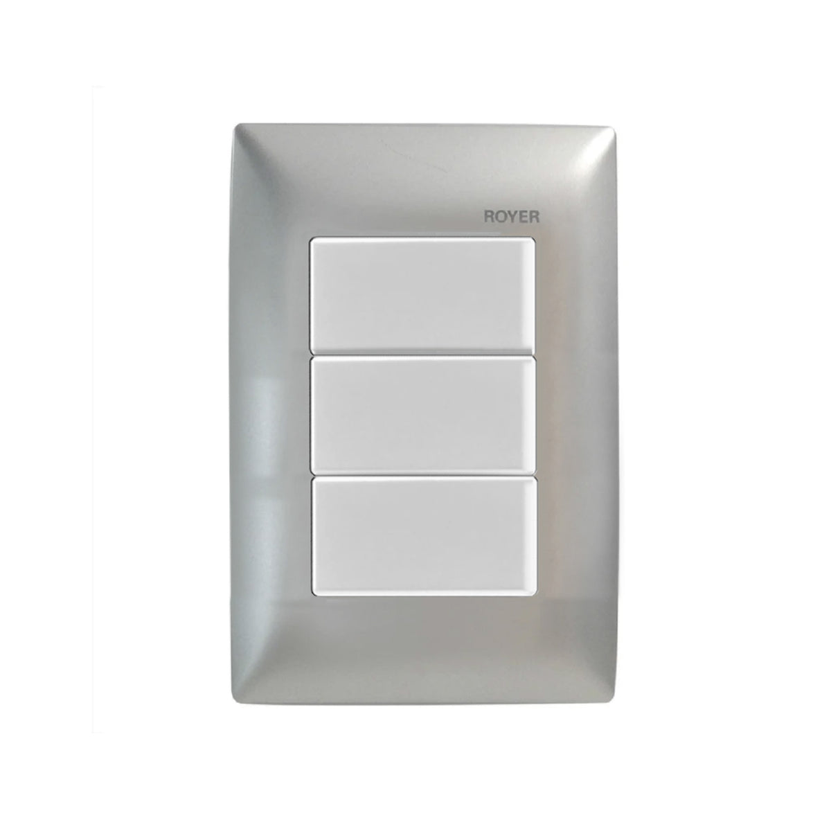 Placa Plata con 3 Apagadores Sencillos Blanco Royer 100