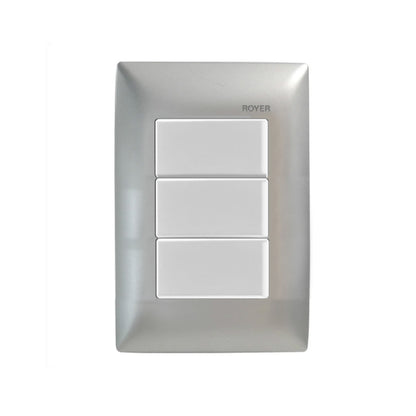 Placa Plata con 3 Apagadores Sencillos Blanco Royer 100