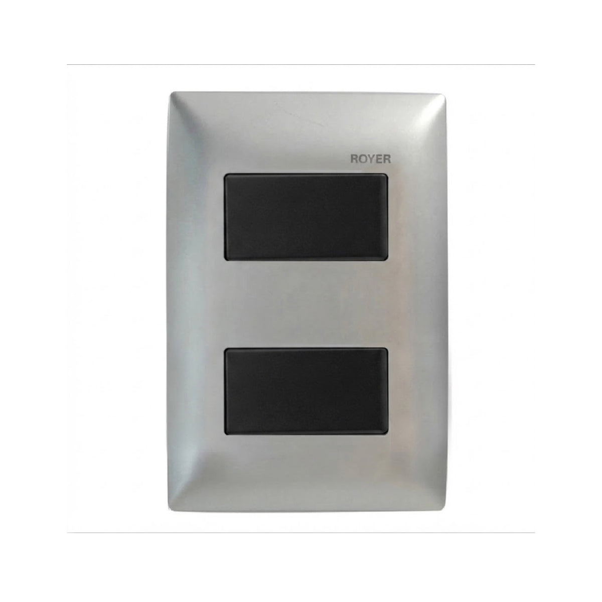 Placa Plata con 2 Apagadores Sencillos Negro Royer 100