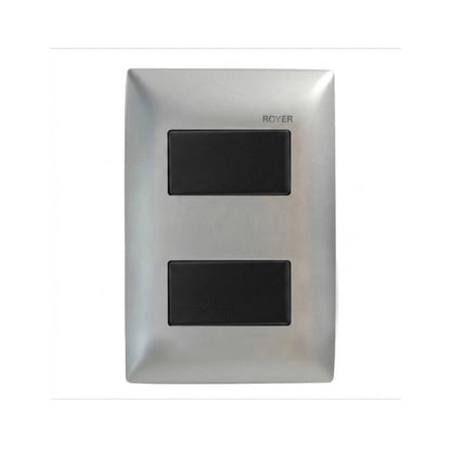 Placa Plata con 2 Apagadores Sencillos Negro Royer 100