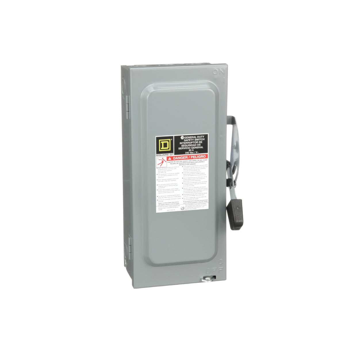 Interruptor de Seguridad con Porta Fusibles 2 Polos 60 A 3H 3F NEMA 1 Neutro Square D Schneider Electric D222N