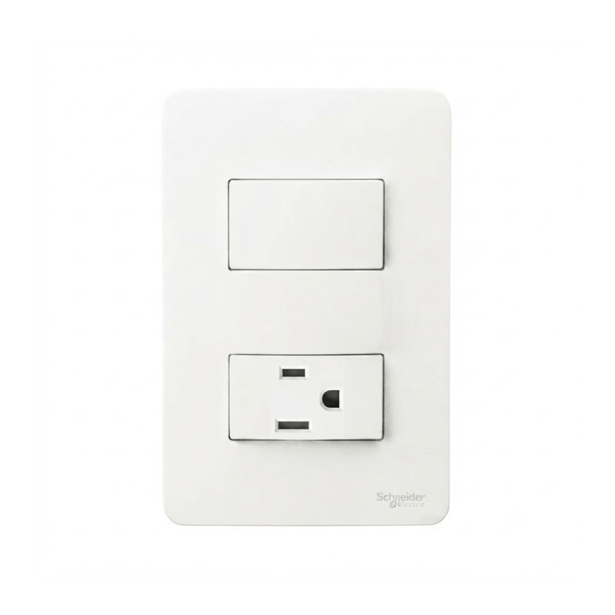 Placa con 1 Apagador y 1 Contacto 2P+T Blanco Orion Schneider Electric