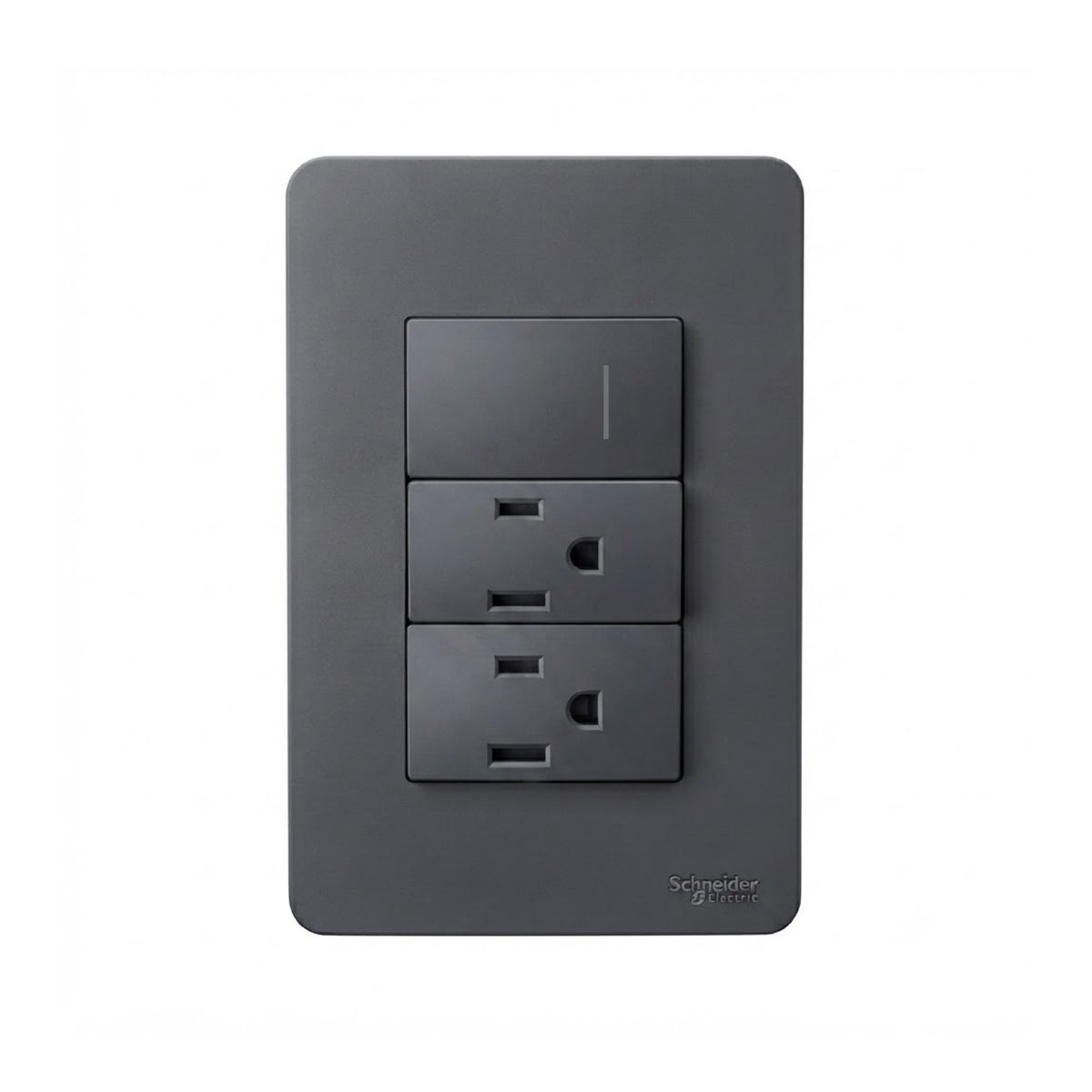 Placa con 1 Apagador y 2 Contactos 2P+T Negro Orion Schneider Electric