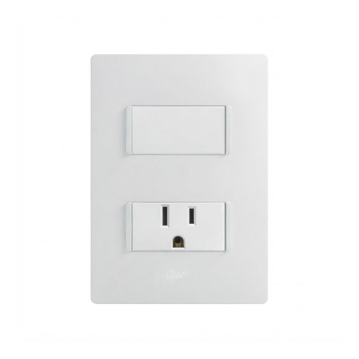 Placa con 1 Apagador y 1 Contacto 2P+T Blanco Simon 26
