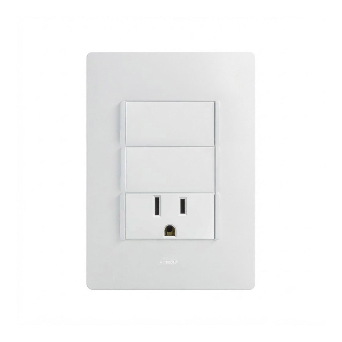 Placa con 2 Apagadores y 1 Contacto 2P+T Blanco Simon 26