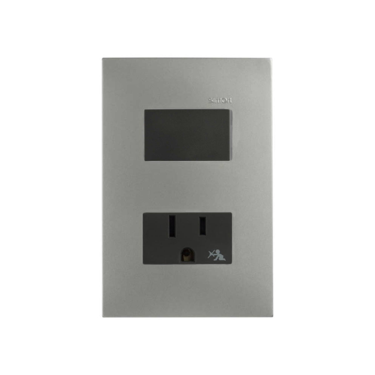 Placa Aluminio Mate con 1 Apagador y 1 Contacto 2P+T Grafito Simon 25