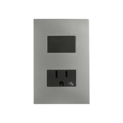 Placa Aluminio Mate con 1 Apagador y 1 Contacto 2P+T Grafito Simon 25