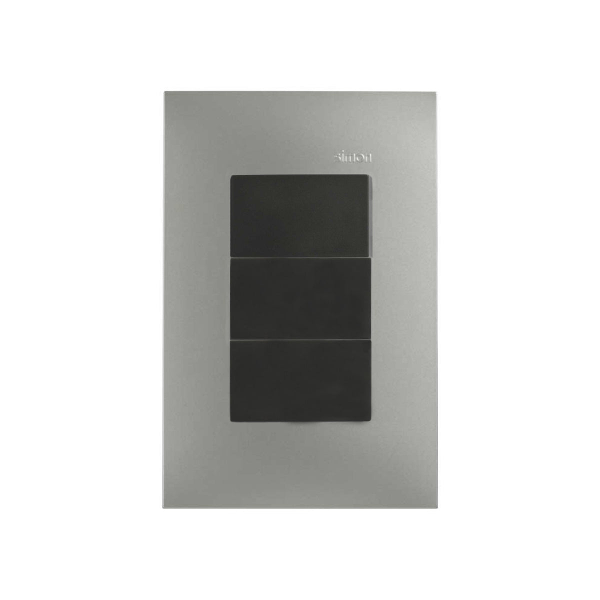 Placa Aluminio Mate con 3 Apagadores Grafito Simon 25