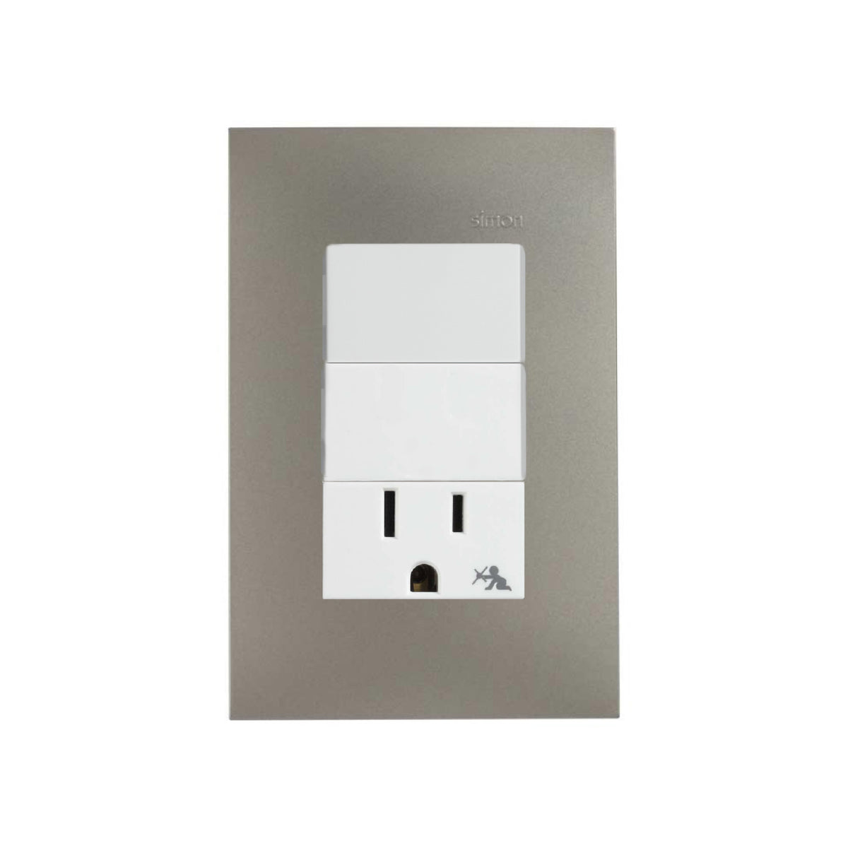 Placa Cava con 2 Apagadores y 1 Contacto 2P+T Blanco Simon 25